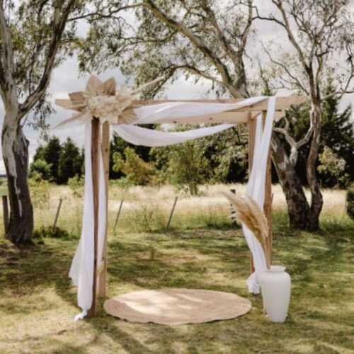 Wedding Arbour Wooden with White Draping 1.8m x 1.2m x 2.4m HIRE
