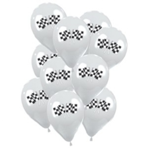 Chequered Flag Balloons Pk 25